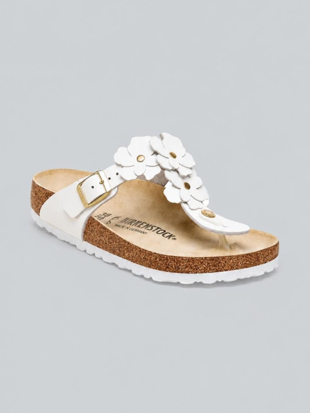 Gizeh Flowers Leather Footbed Sandals - White